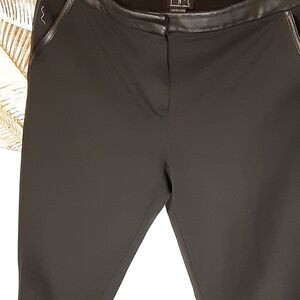 INC International Concepts Black Pants with Faux Leather Detail